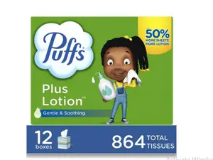 Puffs Plus Lotion Facial Tissues (72 tissues/Cube, 12 mega Cubes)
