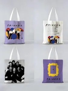 F-Friends TV SHOW Storage Bags Canvas Double-Sided Print Tote Bag Large Capacity Shoulder Students Festive Fashion Eco Outdoor Picnic Travel High Quality Shopping Handbag Machine Washable Foldable Reusable