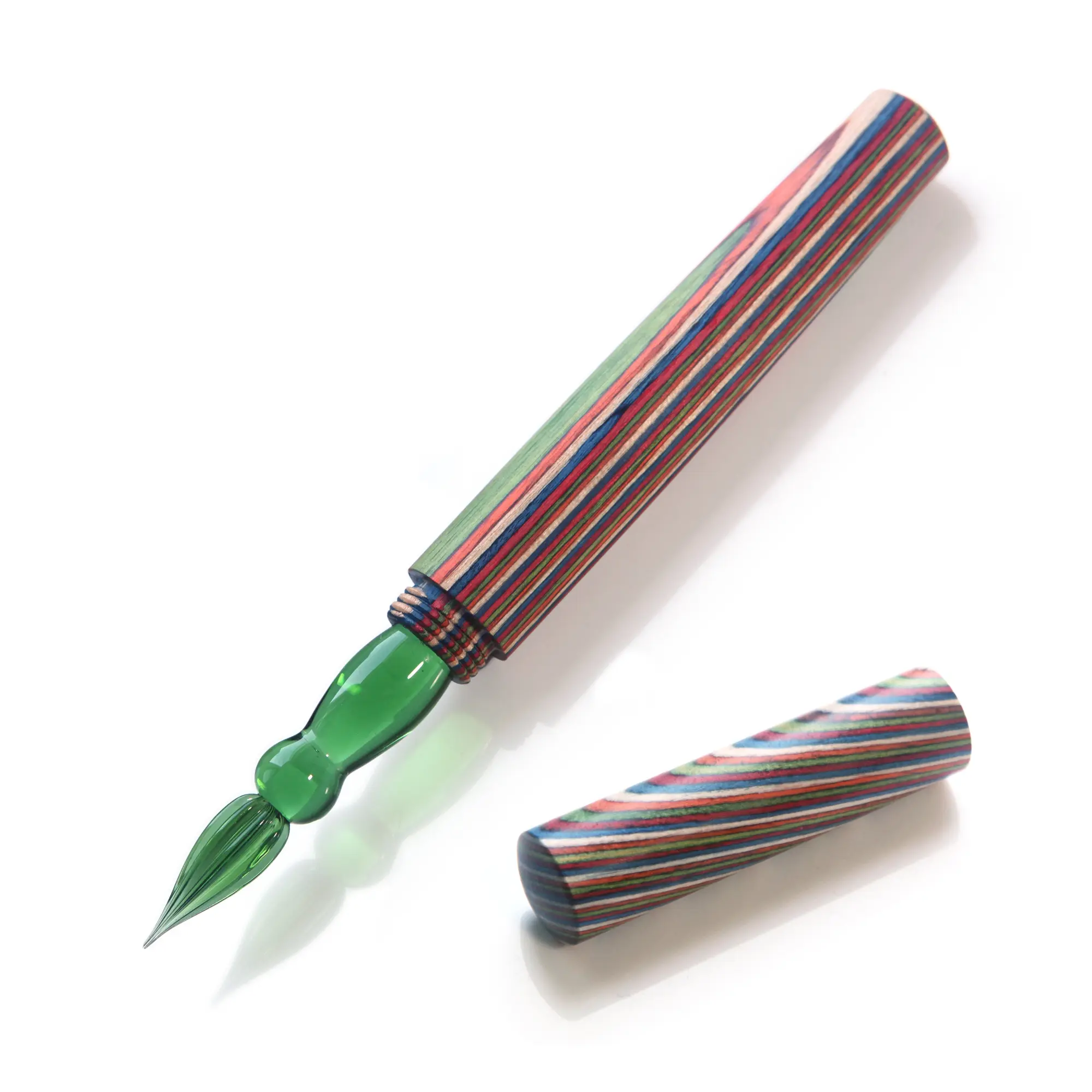 SeventyTwo Handmade Glass Dip Pen - Unisex Unique Aesthetic Stationery Writing Tool with Colorwood Handle, Borosilicate Emerald Glass Nib, Bottled Ink Calligraphy Set, Vintage Artisan Craftsmanship, Unique Pens, Stationery Writing Tools, Aesthetic Pens