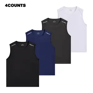 TJL Men's Athletic Workout Clothing - 4 Counts All-Seasons Fitted Sporty Tank Tops for Gym & Outdoor Sports - Polyester 100% Machine Washable