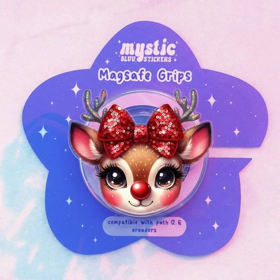 Cute Reindeer Magsafe Grip - Christmas Phone Holder - Funny Holiday Aesthetic Accessory