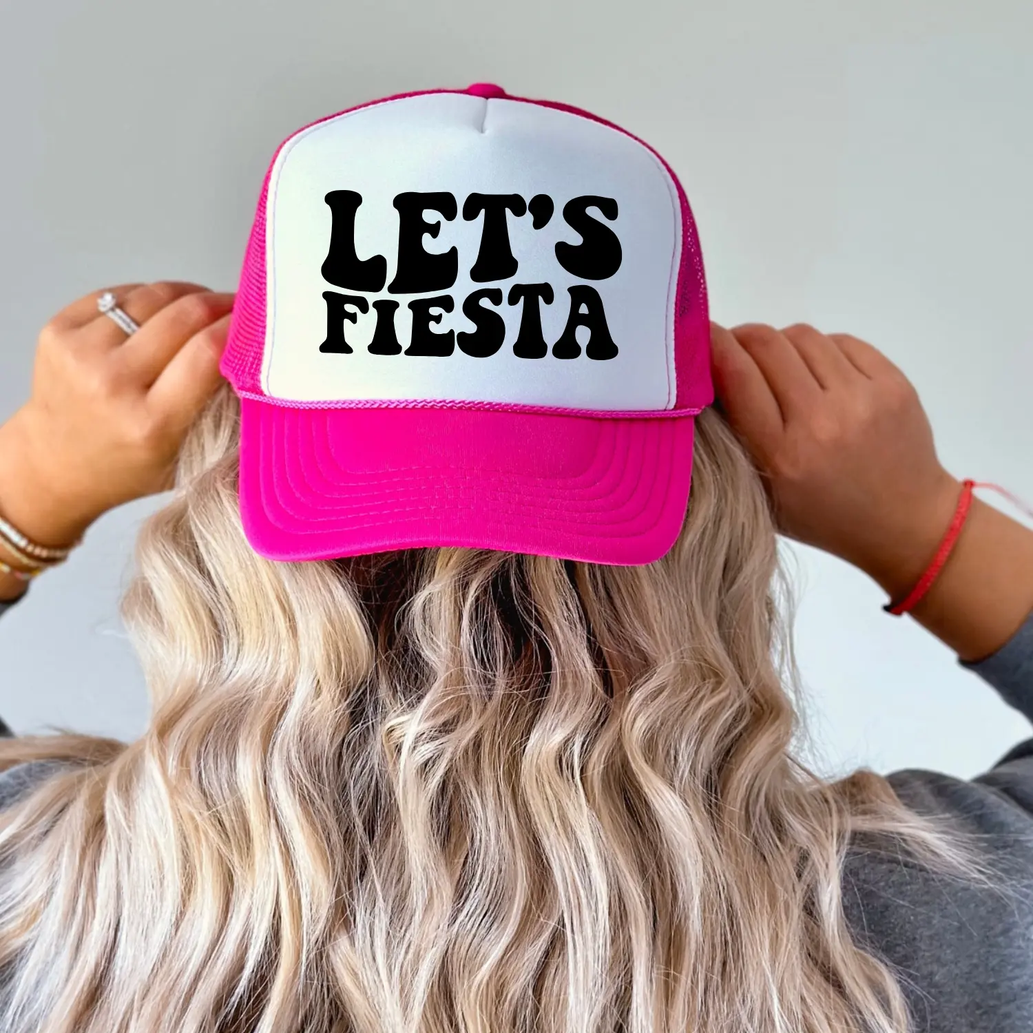 Trucker hat for women, Womens trucker hat, snap back hats, funny hat, Let's Fiesta, party hat