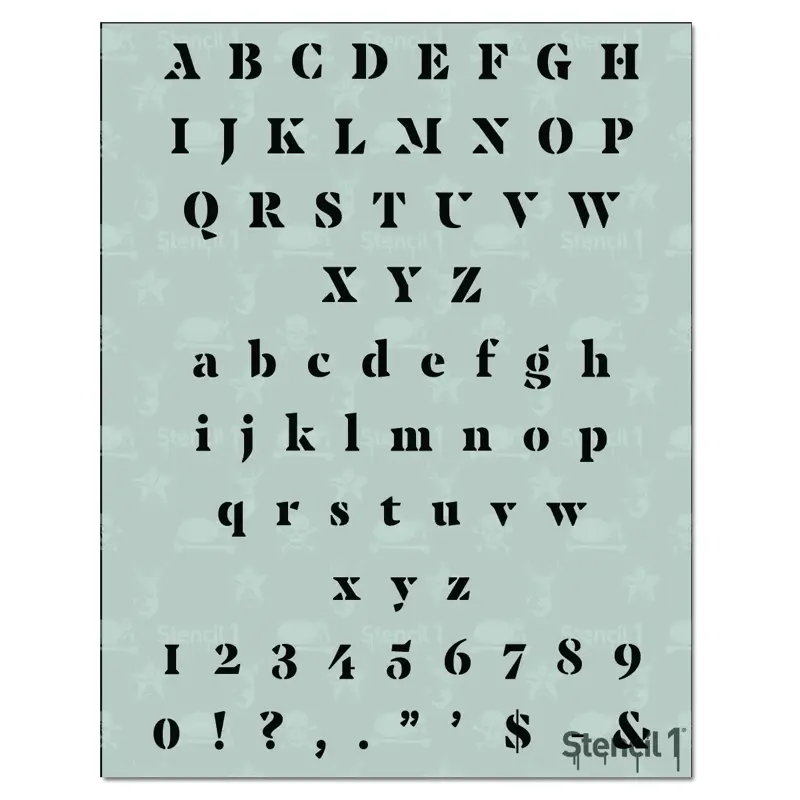 STENCIL1 Trendy Letter Stencils 1/2" - Uppercase & Lowercase Alphabet for Painting, Drawing, Wood, Vinyl & Crafts 8.5” x 11”