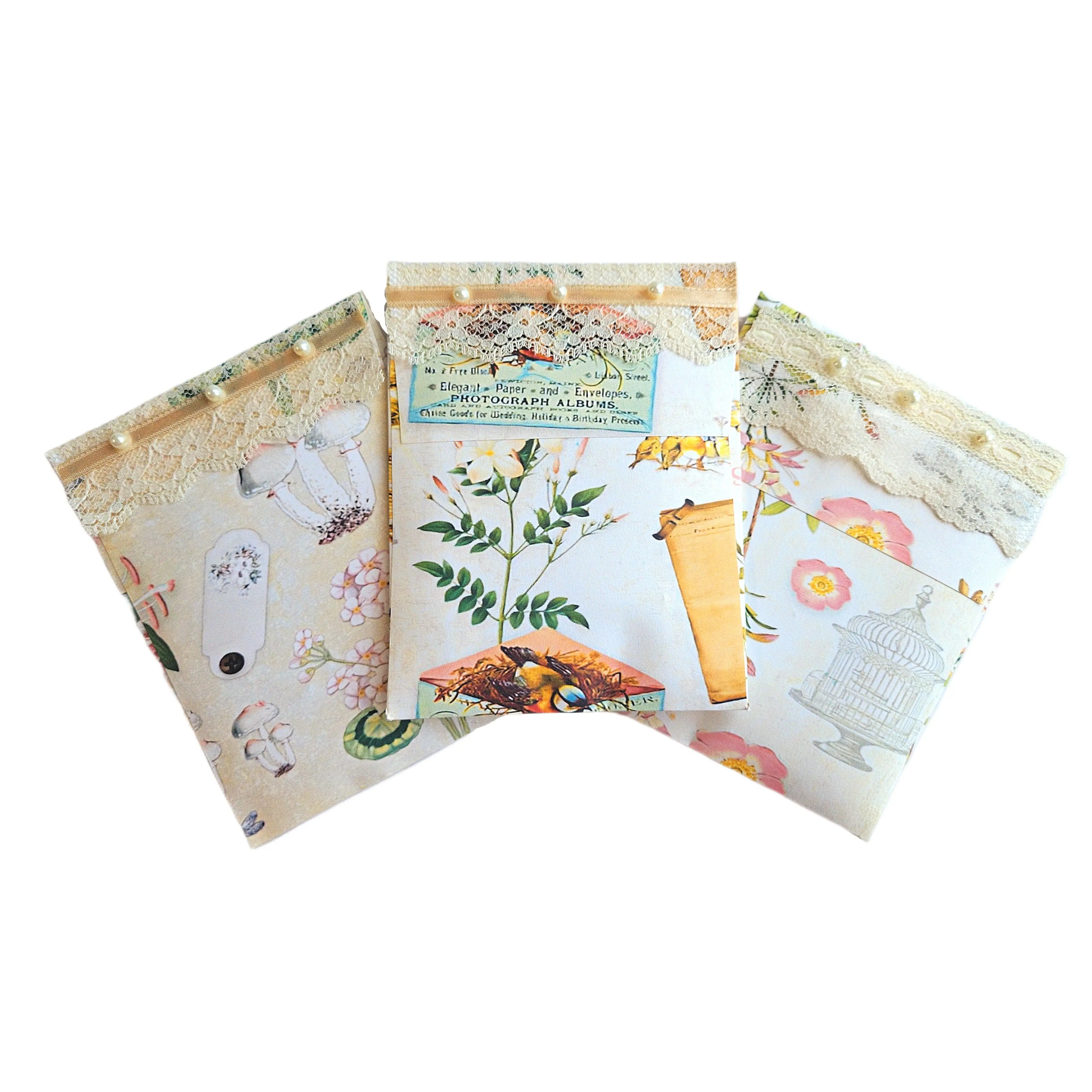 Chic Brico Pearls & Lace Eucalyptus Scented Drawer, Closet & Car Sachets, Large Size 4" x 5", 3-Pack