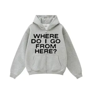 Compliments Where Do I Go? Gray Zip-Up Hoodie