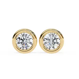 2.57 Carat Round Cut Lab Grown Diamond Bezel Set Diamond Earrings