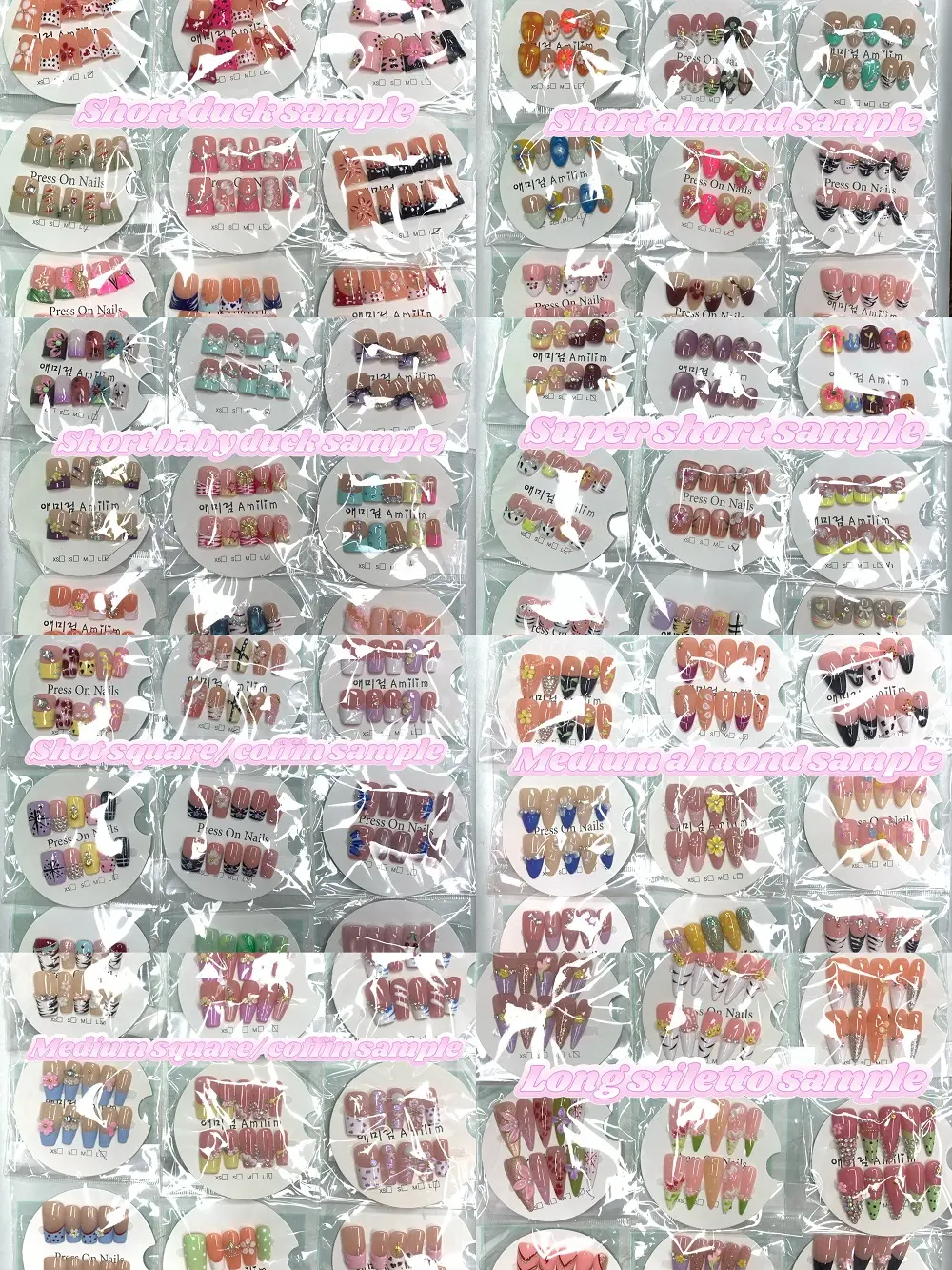 Kira(20258)gc.$30 for 20 pairs handmade press-on nails pick size+ length+ shape random style(mystery box)