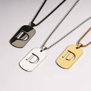 26 English hollow letter military brand necklace golden/silver black necklace stainless steel necklace men and women daily wear gift