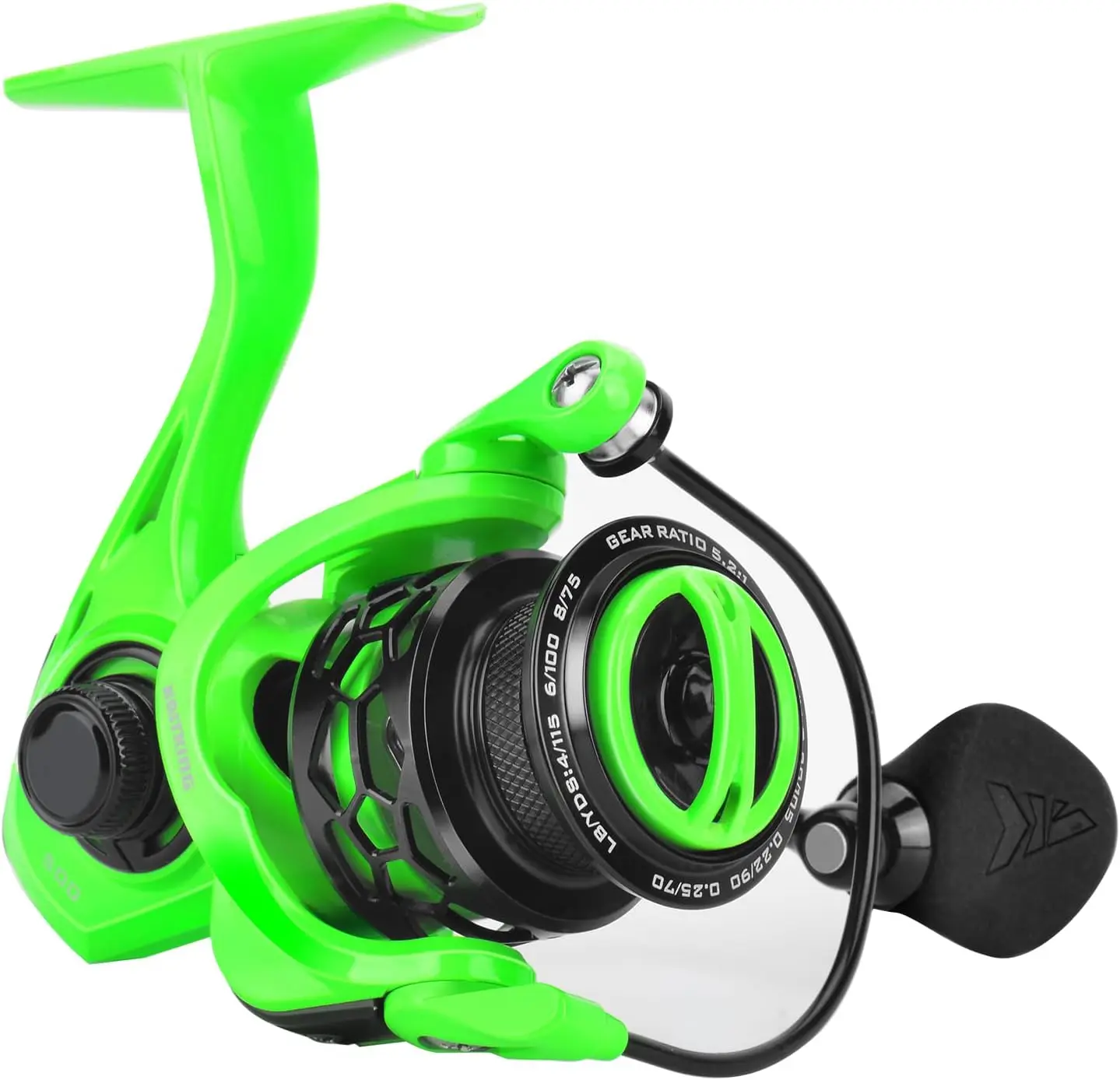 KastKing Zephyr Spinning Fishing Reels with 5.2:1 Gear Ratio | Max Drag: 22 lb, 7+1 BB, 9 oz, Glass Fiber Infused Nylon Body & Rotor, Zinc Alloy Main Gear, Reversible Handle