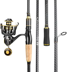 Spinning Fishing Combos, Carbon&Glass Fiber Composite 2 count Fishing Rods with 2000 Size Spinning Reel- 6'0"