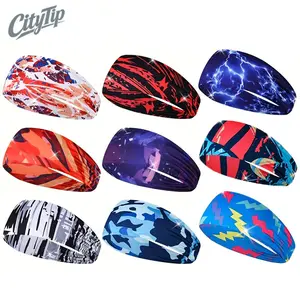 3 Pack Cool Graphic Sports Headbands For Men Women, Wide Non-Slip Sweat Absorbing Headbands, Lightning Camo Graffiti Print Breathable Headbands For Running Basketball Gym Outdoor Activities