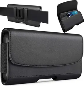Holster for  SE,  8, 7, 6s, 6,  Cell Phone Belt Holder Case with Belt Clip Loops ID Card Storage Carrying Pouch Cover (Fits  Phone with  Commuter Case on) Black