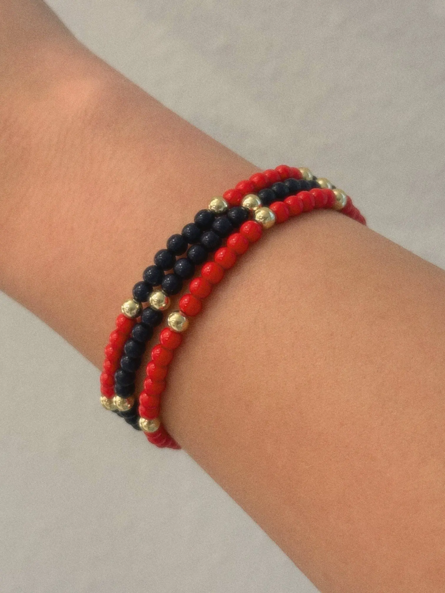 Newport Read & Blue Beaded Bracelet