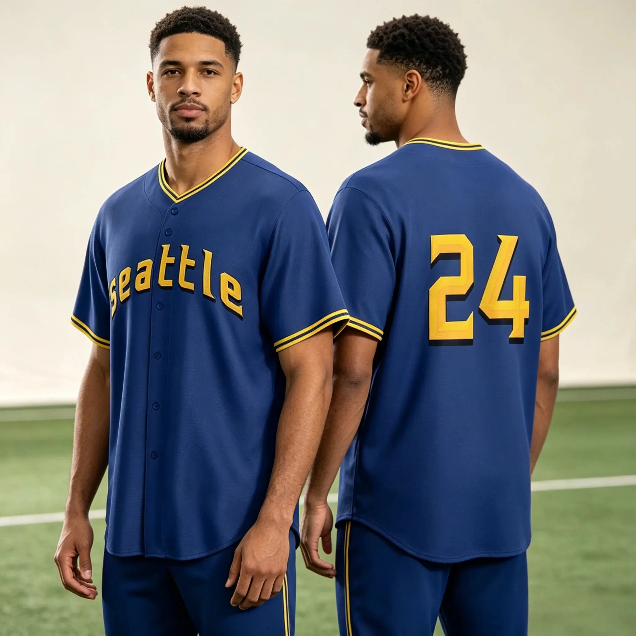 Men's Letter & Number Patched Baseball Jersey, Casual Loose Contrast Trim Short Sleeve V Neck Baseball Tee, Summer Sports Uniform for Men, Baseball Shirt