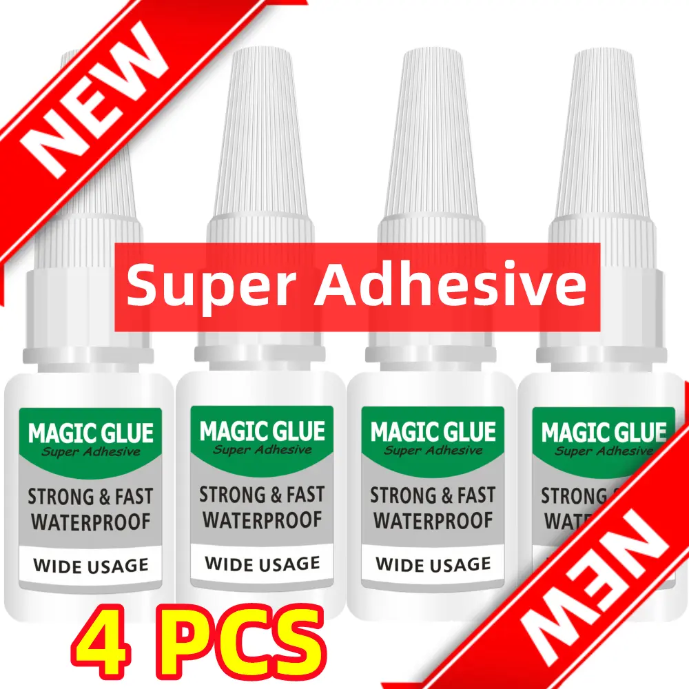 4PCS Magic Super Glue Gel, Instant Dry Adhesive for Repairing Shoes, Ceramics, Porcelain, Plastic, Wood, Metal, Leather, Glass, Strong & Permanent Bonding, High-Strength Cyanoacrylate Glue