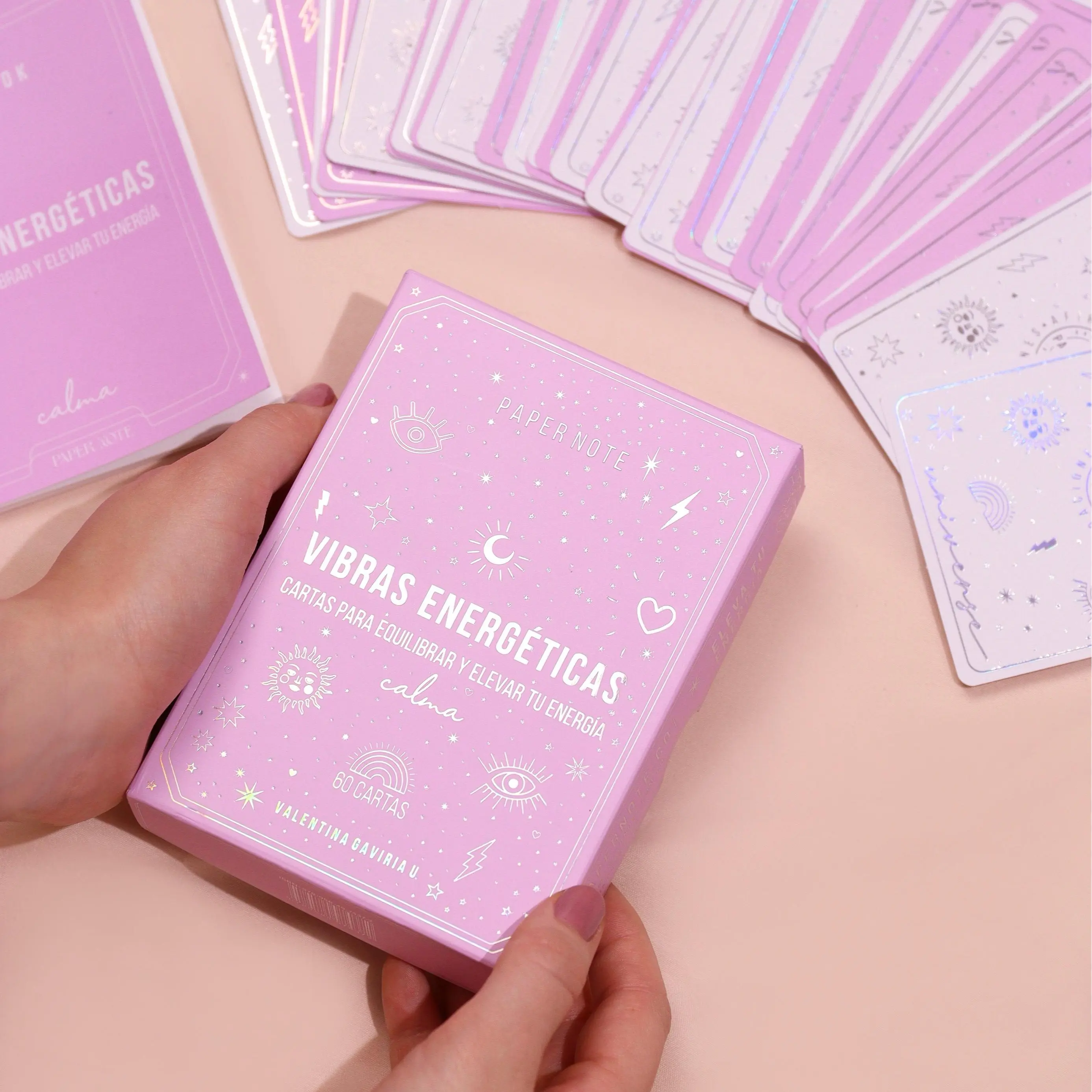 Vibras Energéticas Calm and Self-Love Affirmation Cards - 60 Cards for Emotional Balance & Mindfulness - First-Quality Cardstock with Amethyst - Perfect for Self-Care & Meditation