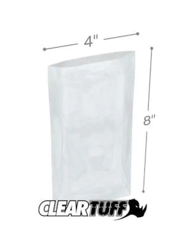 International Plastics PB20408 4 x 8 in. Clear Poly Bags, 0.002 Gauge - Case of 1000