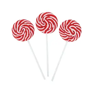 1 3/4" Red & White Swirl Cherry Lollipops - 24 Pc.