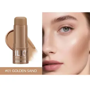 Three Color Contour Stick, Portable Multi-Functional Face Highlighter, Cream Bronzer Balm, Compact Makeup Tool for Flawless Skin Finish