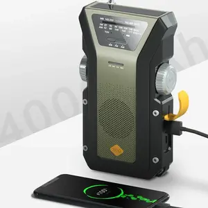 4000mah Multifunctional Emergency Radio with Noaa Weather Alert, Sos Alarm, Flashlight, Hand Crank Charging, Portable Rechargeable Design, Flashlight Lighting