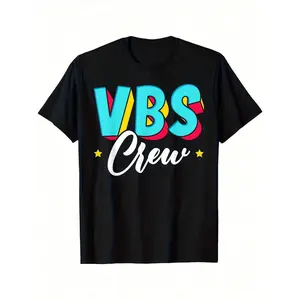 Vintage VBS Team Christian T-Shirt - Paint-Splattered Vacation Bible School Shirt, Crew Neck Regular Fit Church Apparel, Suitable For Bible School Events, Machine Washable And Resistant To Paint Stains