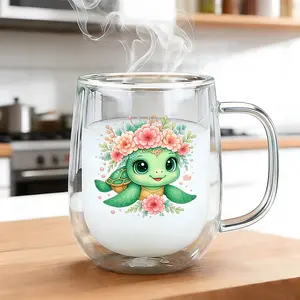 1PC Insulated Double-Walled High Borosilicate Reusable Glass Cup with Handle,large Capacity Clear Coffee Mug for Hot & Cold Beverages Drinks for Men Women,Perfect Birthday Gift,Travel-Friendly, kitchen Bar Settings,Home Office Water Cup