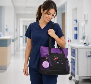 Nurses Tote Bag with Stethoscope Design Red & Black Durable Material for Graduation & Gifts Customizable Name Jackie RN Travel Purse