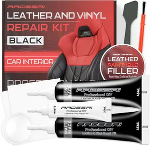 Gloss & Matte Black Leather & Vinyl Repair Kit, Car Seats,Boat, Sofa & Purse, leather Repair Kit for Tears & Burn Holes,Faux, Genuine Leather, with Color Matching Guide & Super Easy Instructions