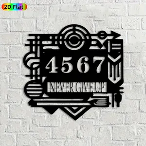 1pc Number 4567 Metal Wall Art, "Never Give Up" Statue Mural, Ideal Gift for New Year, Easter, Motivational Decor Enthusiasts, Rust-Resistant Metal Wall Decor Wall Sculptures, Perfect for Living Room Wall & Garden Fence, Inspiring Home Decor Accent