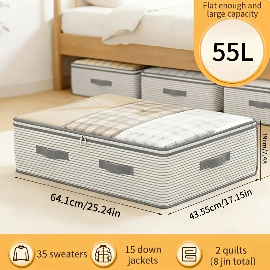 Heavy-Duty Large Capacity Storage Bins – Thickened, Durable & Wear-Resistant Organizer Boxes with Clear Visible Design, Ideal for Clothes, Blankets, Moving, Dorms & Closet Organization