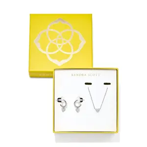 Kendra Scott Anna Pave Pendant Necklace and Huggie Earring Set 2pc - Silver