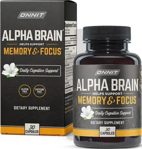 Alpha Brain Premium Nootropic Brain Supplement, 30 Count, for Men & Women - Caffeine-Free Focus Capsules for Concentration, Brain Booster& Memory Support - Cat'S Claw, Bacopa, Oat Straw