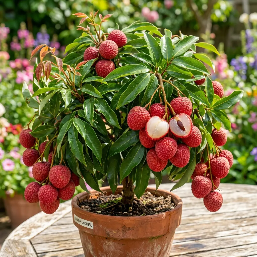 Dwarf Lychee Tree Sapling, Compact Form Tropical Fruit Plant, Full Sun Plants with Tropical Look, Easy-Growing Backyard Garden Addition (Home Improvement & Garden Supplies)