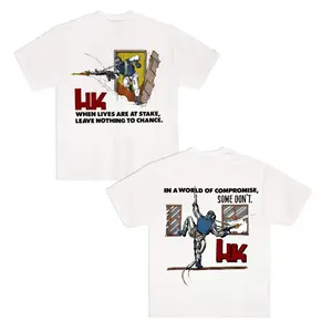 1999 HK 'Heckler & Koch' Ultra Rare White Menswear Crewneck T-Shirt - Men's Vintage Cotton Tropical Short-Sleeve Tactical Casual Top