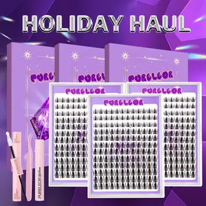 PURELEOR Lash Clusters Kit Fairy Eyelash Cluster Wet-Style 10-16MIX Individual Soft Comfortable Clear Band Extensions for Natural Look