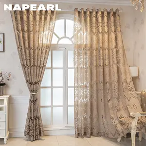 2 Panels Sheer Curtains 10-20% Blackout Jacquard for Living Room & Bedroom European Embroidery Ring Type Decor NAPEARL