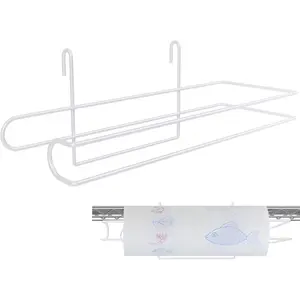 CroBlissful Paper Towel Holder for Wire Shelving 5'' D x 12'' W x 4.5'' H Hanging Paper Towel Holder Wire Shelf Accessories for Camp Dorm Laundry Room Stove Kitchen (White)