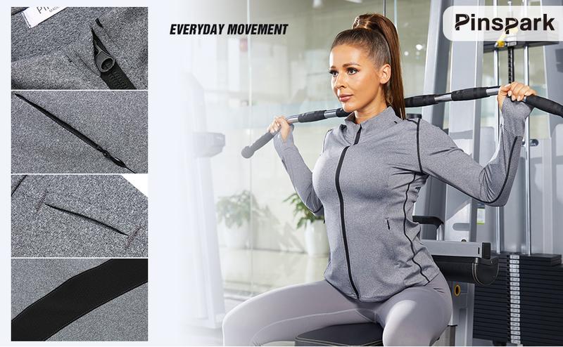 PINSPARK Women Sports Jackets Workout Full Zip Track Tops Running Yoga Jacket Breathable Activewear tracksuit flexible tracksuit workout set Springtok