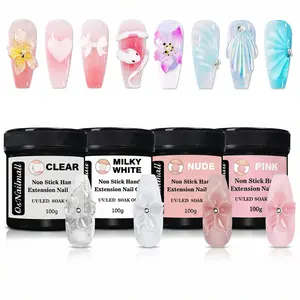 100g Non-Stick Hand Extension Soak Off UV Gel Nail Polish, Solid Nail Carving Flower Design, Professional Acrylic Gel for Salon Quality Nails, Nail Art Manicure