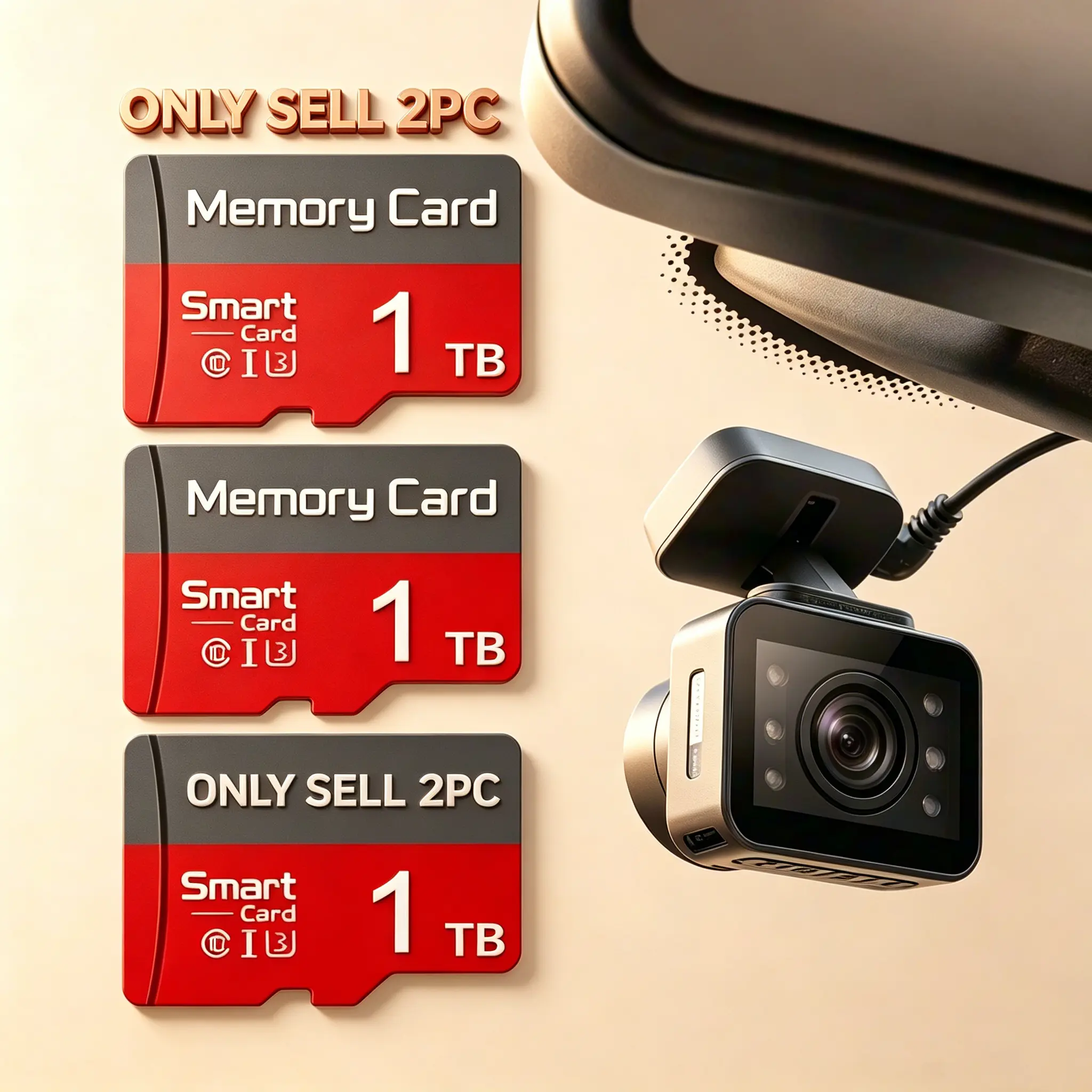 MicroSDXC Card for Dash Cams, 1TB Micro SD Card for Car Audio, 2 Pack Set SD Card with Adapter for PC, Durable SD Memory Card & Micro TF SD Cards for Mobile Phones and Surveillance Cameras