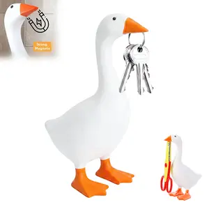 Desk Goose Magnetic Key Holder 7 Inch Desktop Goose Statue Cute Resin Decor for Keys Funny Mini Goose Figurine for Home Office Decor Idea Gift