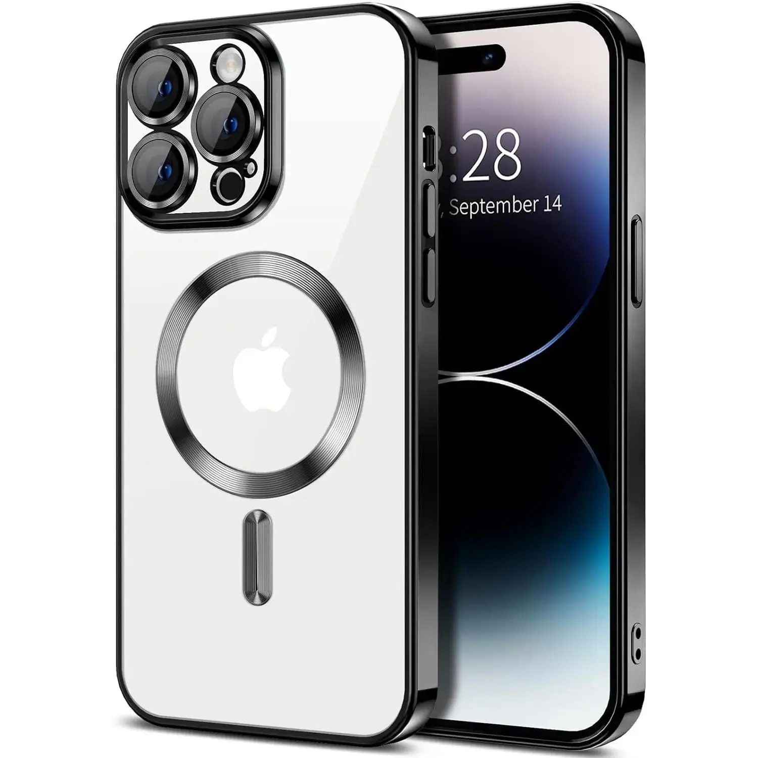 Entronix iPhone 15 Pro/14 Pro [Magnetic-Compatible] Case - Shiny Clear Cover Protective