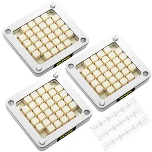 VEVOR Replacement Chopper Blade, TikTokShopBlackFriday, 1/2 inch, 3 PCS French Fry Blade Assembly with 6 Extra Knives, Stainless Steel Dicer Parts and Push Block for Cutting Potatoes Carrots Onions Cucumbers Mushrooms Aluminium Kitchen