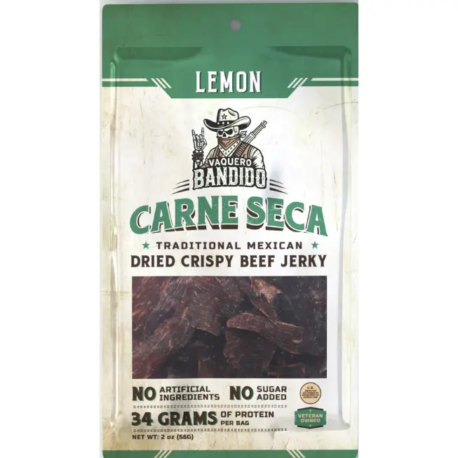 Vaquero Bandido Lemon Carne Seca (Mexican Dried Crispy Beef Jerky)