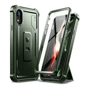 Dexnor for iPhone XR Case, [Built in Screen Protector and Kickstand] Heavy Duty Military Grade Protection Shockproof Protective Cover for iPhone XR