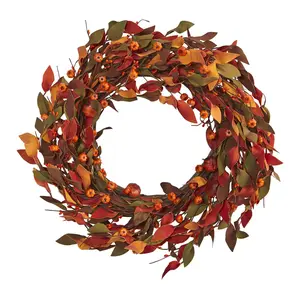 Nearly Natural 20" Harvest Leaf & Mini PumpkinWreath