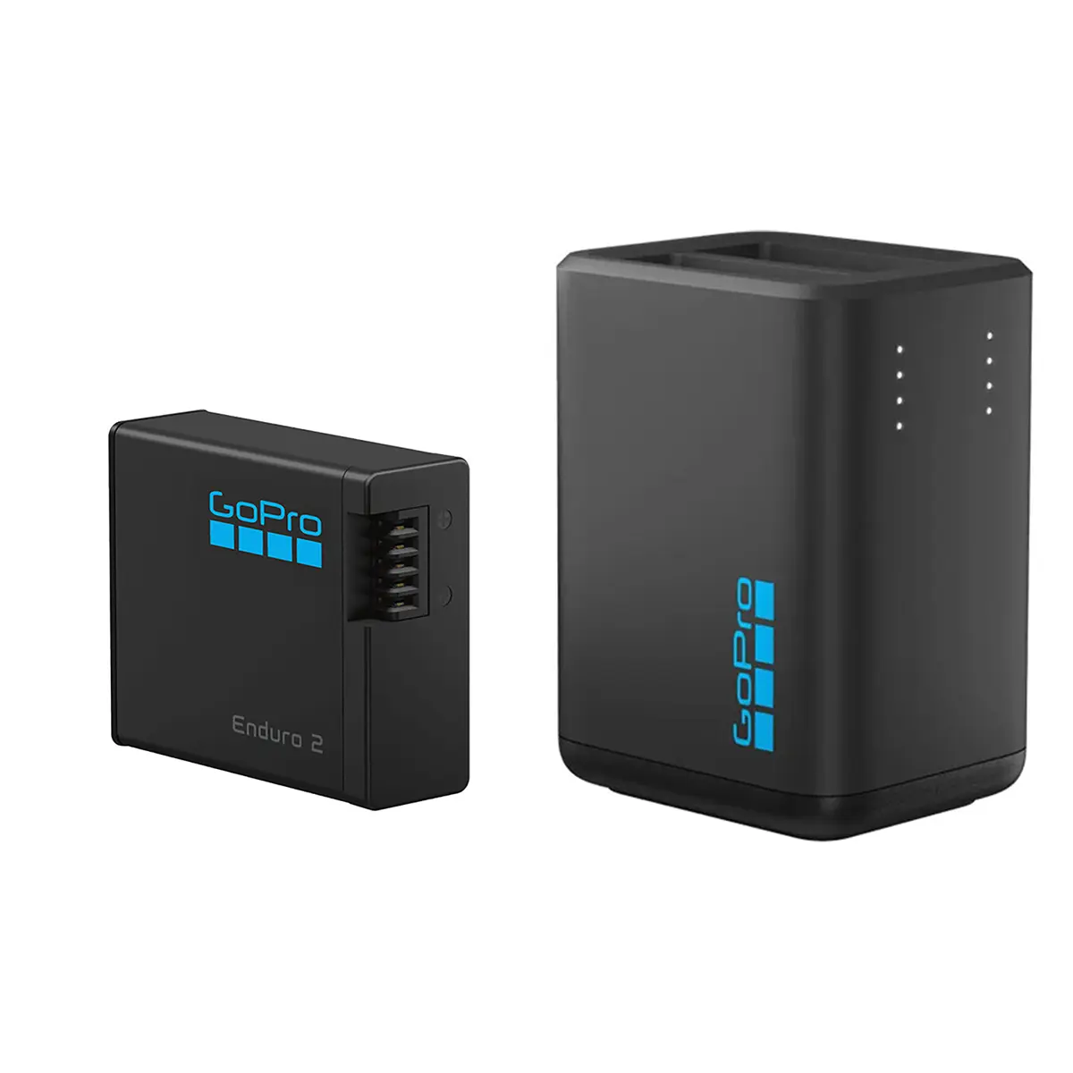 GoPro Dual-Battery Charger with Enduro 2 Battery, Action Camera Accessories for Charging MISSION 1 Series & HERO13 Black, With Batteries