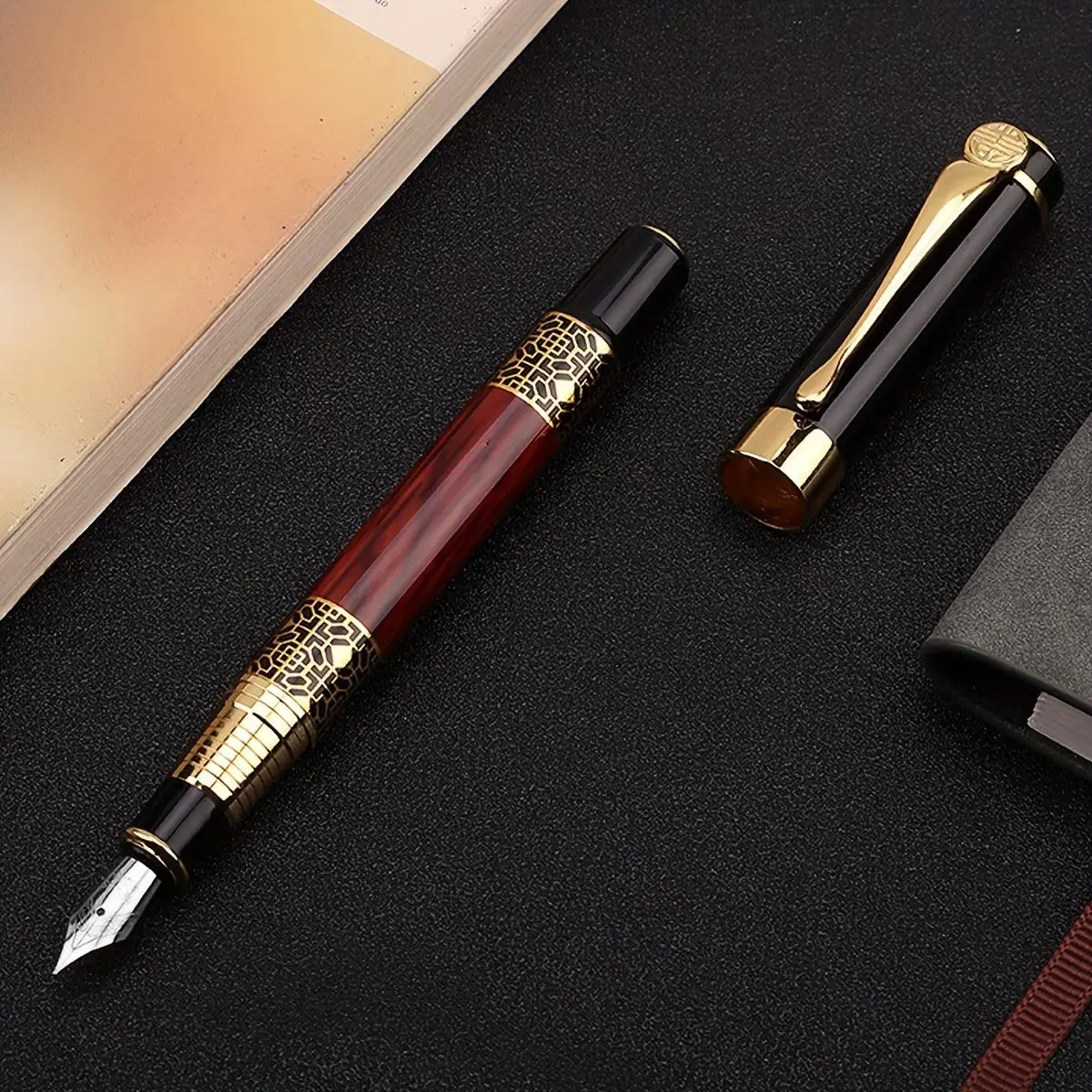 Fountain Writing Pen, 1 Count Vintage Metal Fountain Pen without Ink, Student Writing Tools