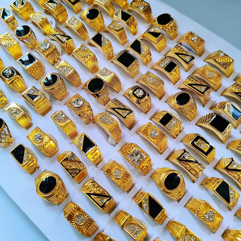 Men's 28pcs Mix-Style Alloy Stackable Ring Set - Ethnic Finger Rings, Nontraditional Style Men's Jewelry for Daily, Casual Wear (Middle Eastern & Western Designs)
