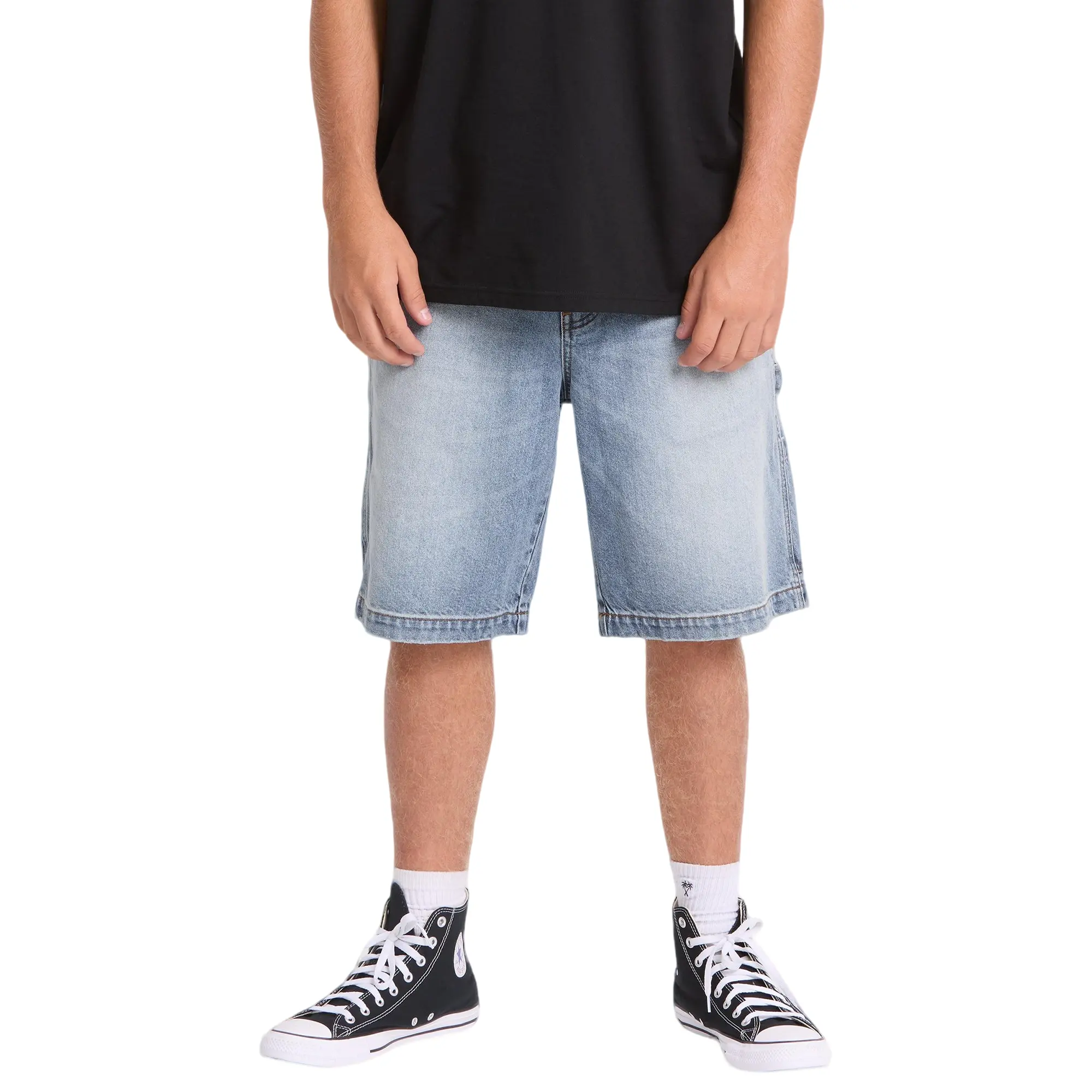 BILLABONG Bad Dog Workwear Denim Shorts, Men’s Utility Carpenter Denim Shorts, Summer Workwear Casual Outfit, 22" Long Outseam Fixed Waist, Hammer Loop, Carpenter Pockets Menswear